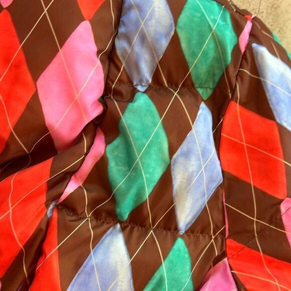 $451 RACHEL ANTONOFF argyle plaid belted puffer jacket S - Picture 3 of 11